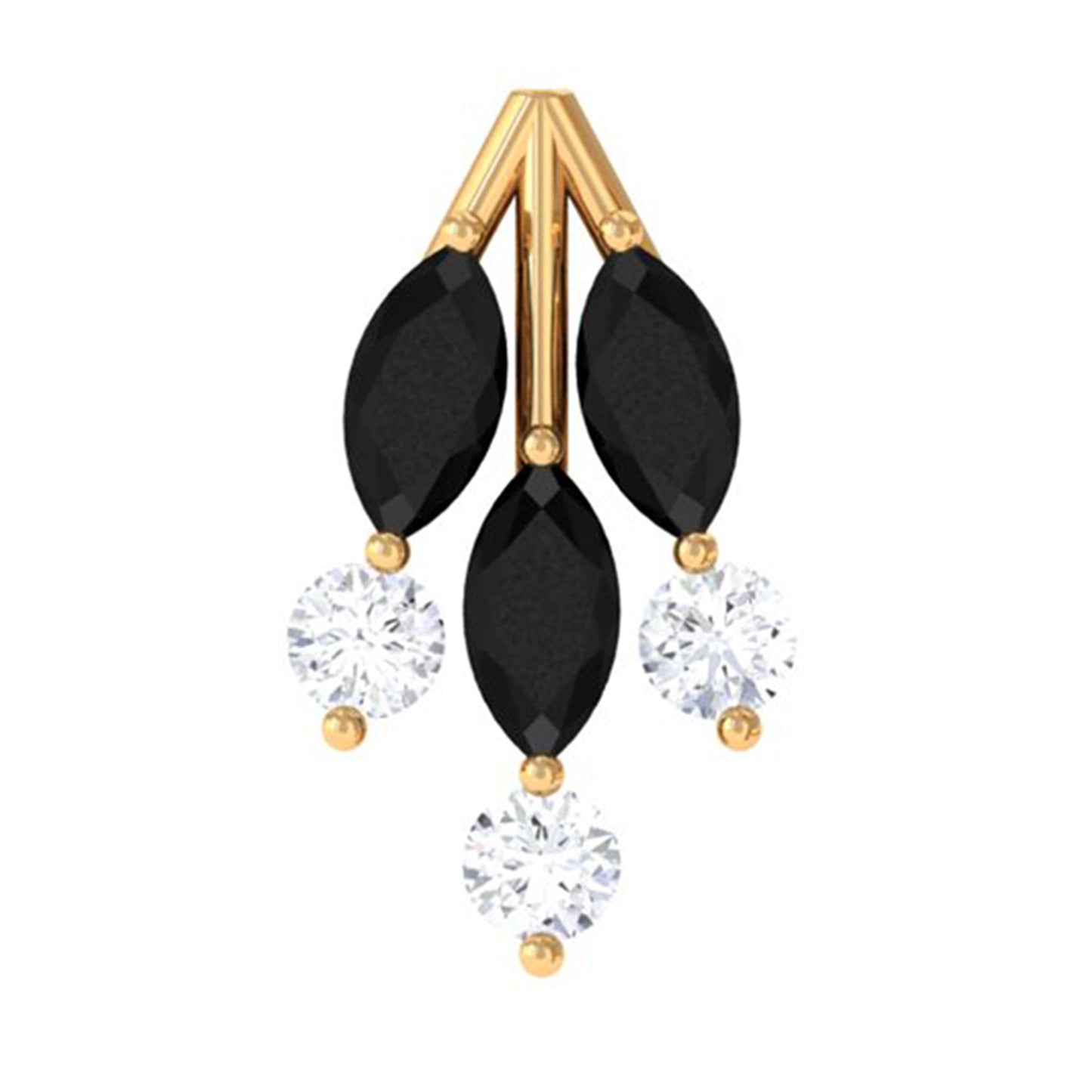 Marquise Black Onyx Leaf Cartilage Earring with Certificate