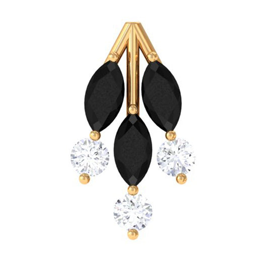 Marquise Black Onyx Leaf Cartilage Earring with Certificate
