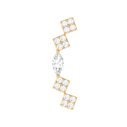 Certified Moissanite Curved Helix Piercing Earring