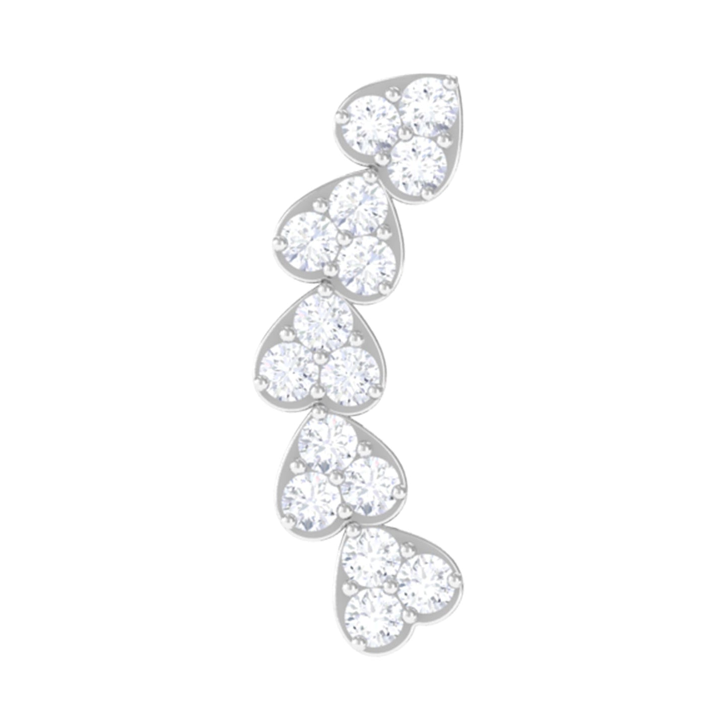 Certified Moissanite Heart Curved Crawler Earring