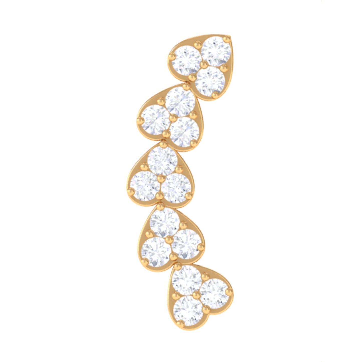 Certified Moissanite Heart Curved Crawler Earring