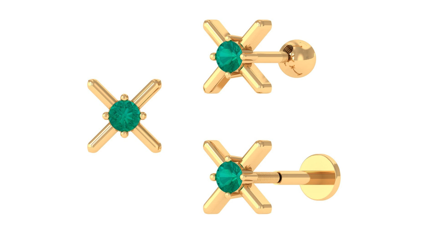 Green Emerald Unique Tragus Earring