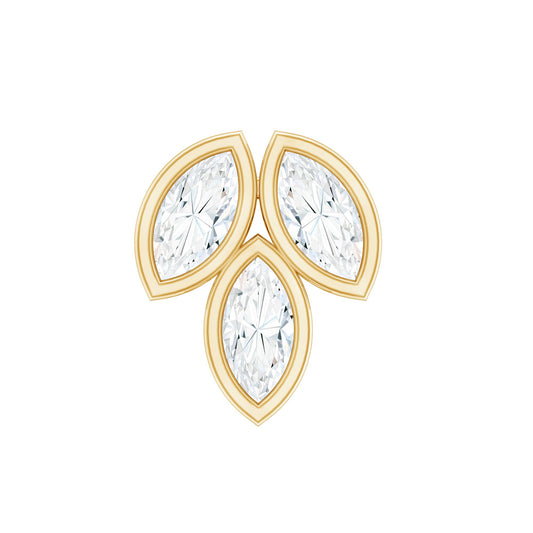Marquise Diamond Three Stone Cluster Earring