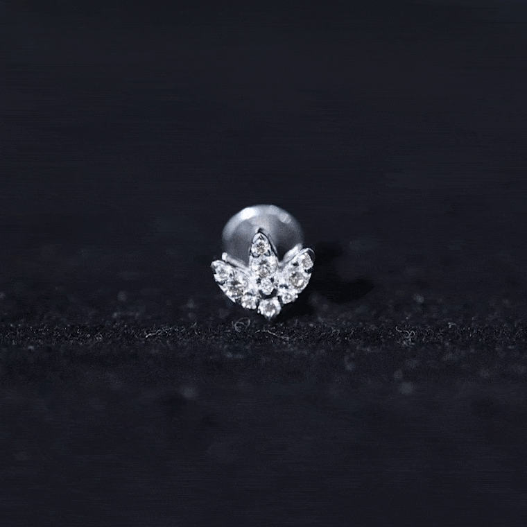 Exquisite Diamond Lotus Flower Earring for Helix Piercing