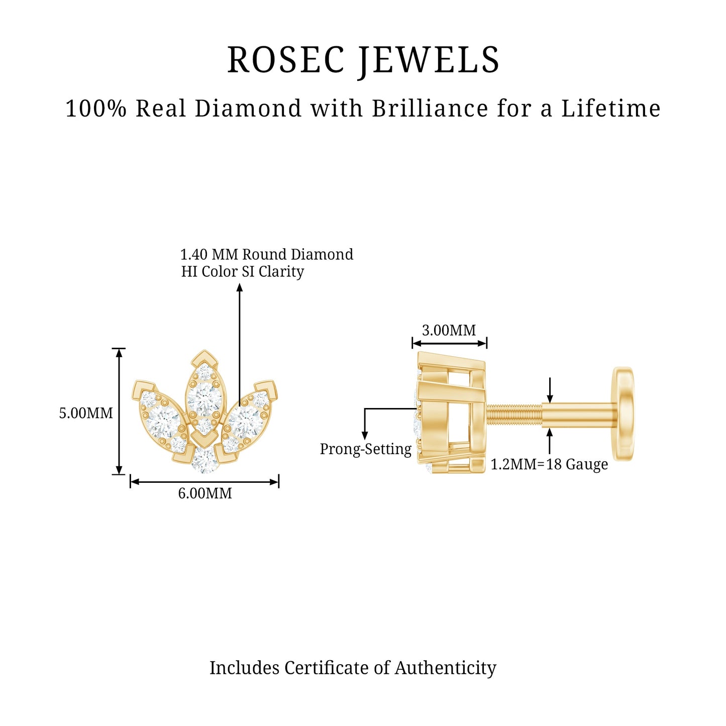 Exquisite Diamond Lotus Flower Earring for Helix Piercing