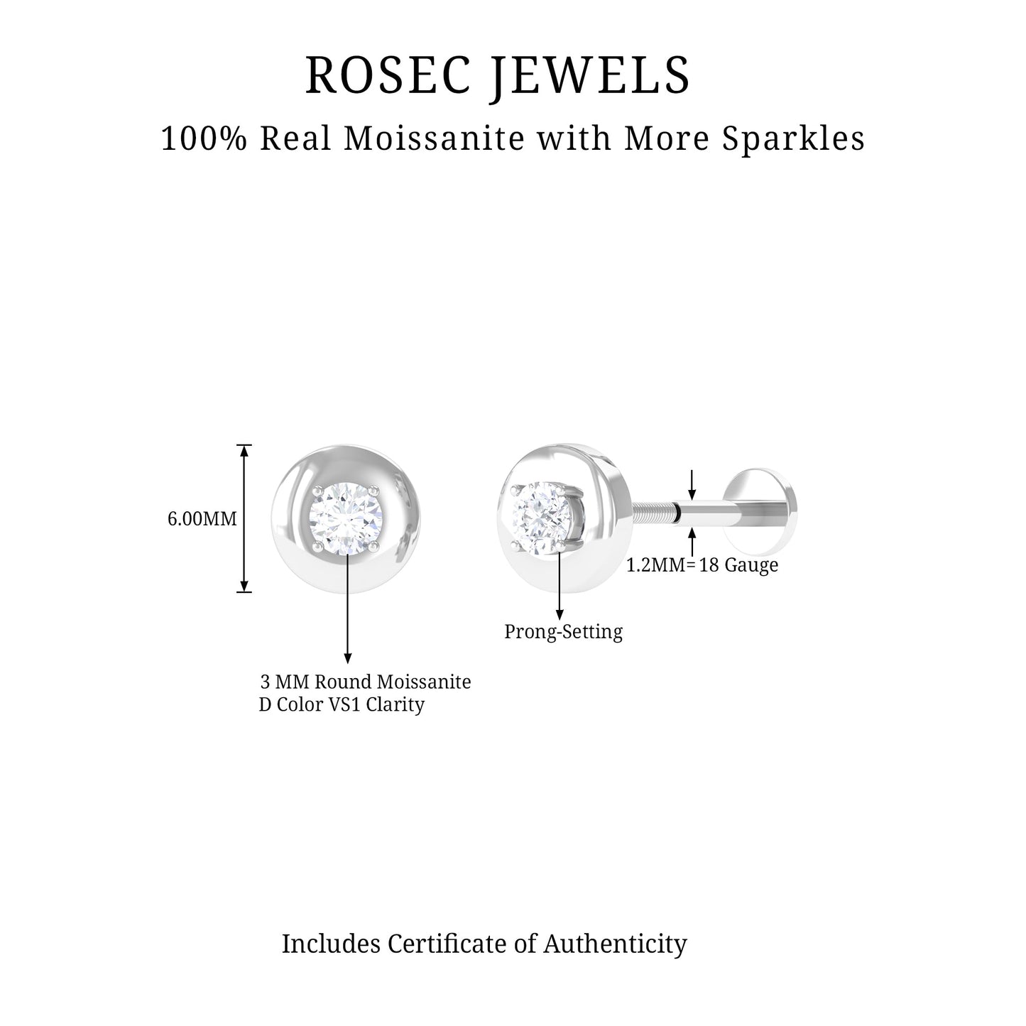 Solitaire Moissanite Circle Cartilage Earring