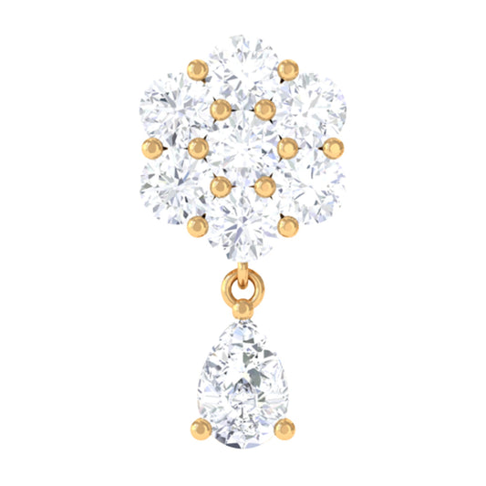 Moissanite Floral Drop Earring for Helix Piercing