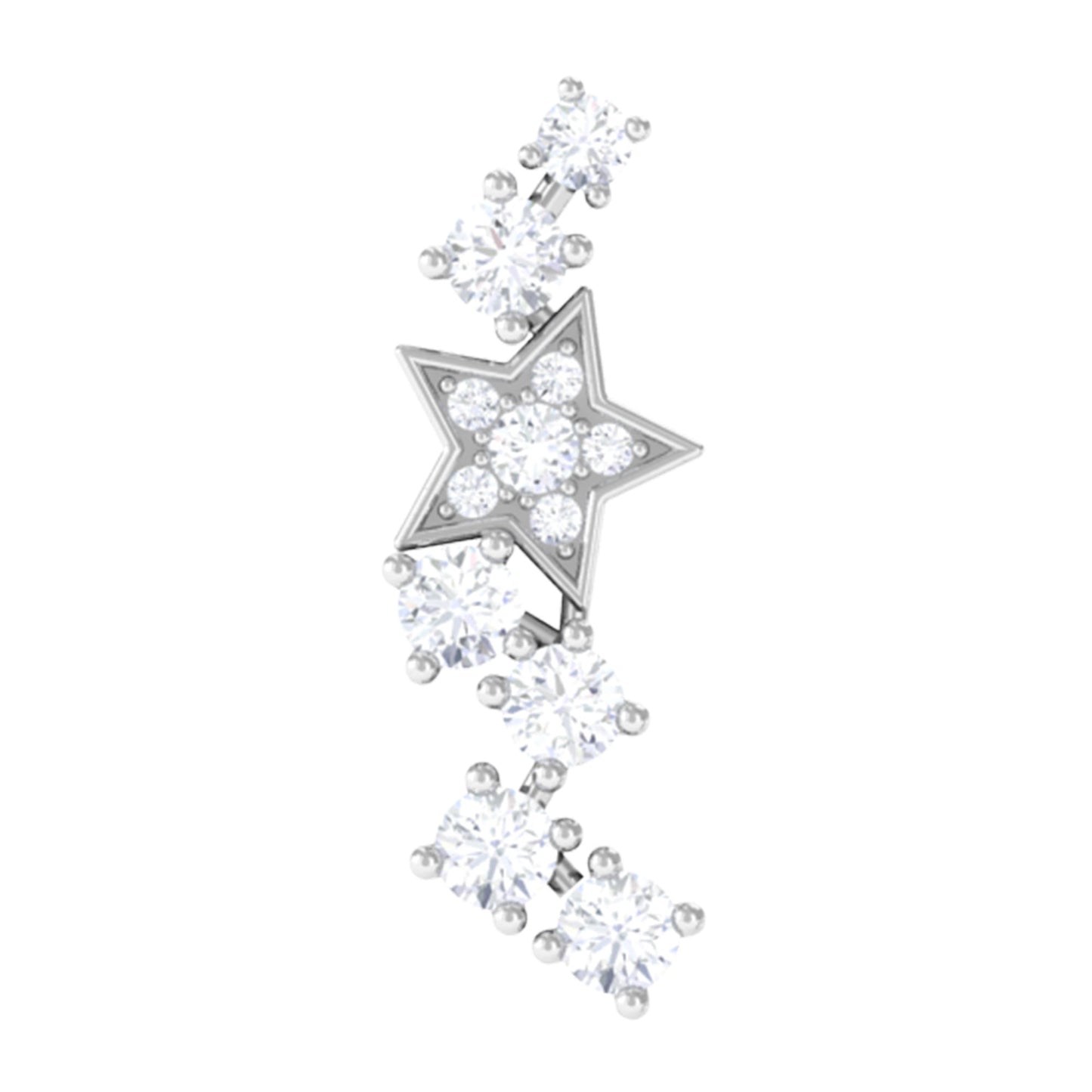 Moissanite Star Crawler Earring for Helix Piercing