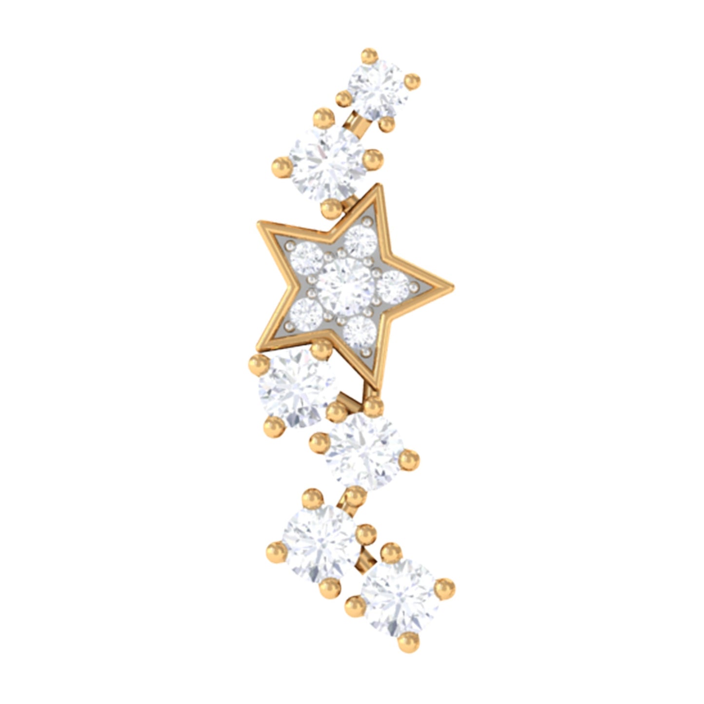 Moissanite Star Crawler Earring for Helix Piercing