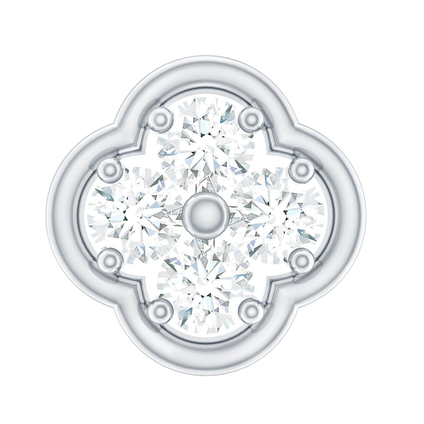 Moissanite Cluster Clover Earring for Helix Piercing