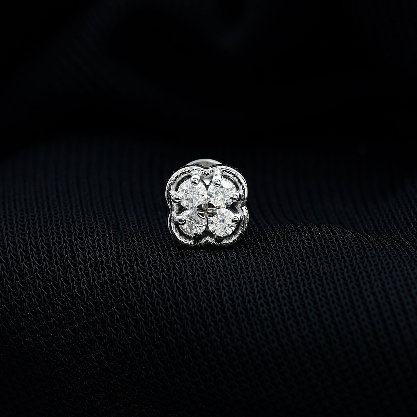 Moissanite Cluster Clover Earring for Helix Piercing