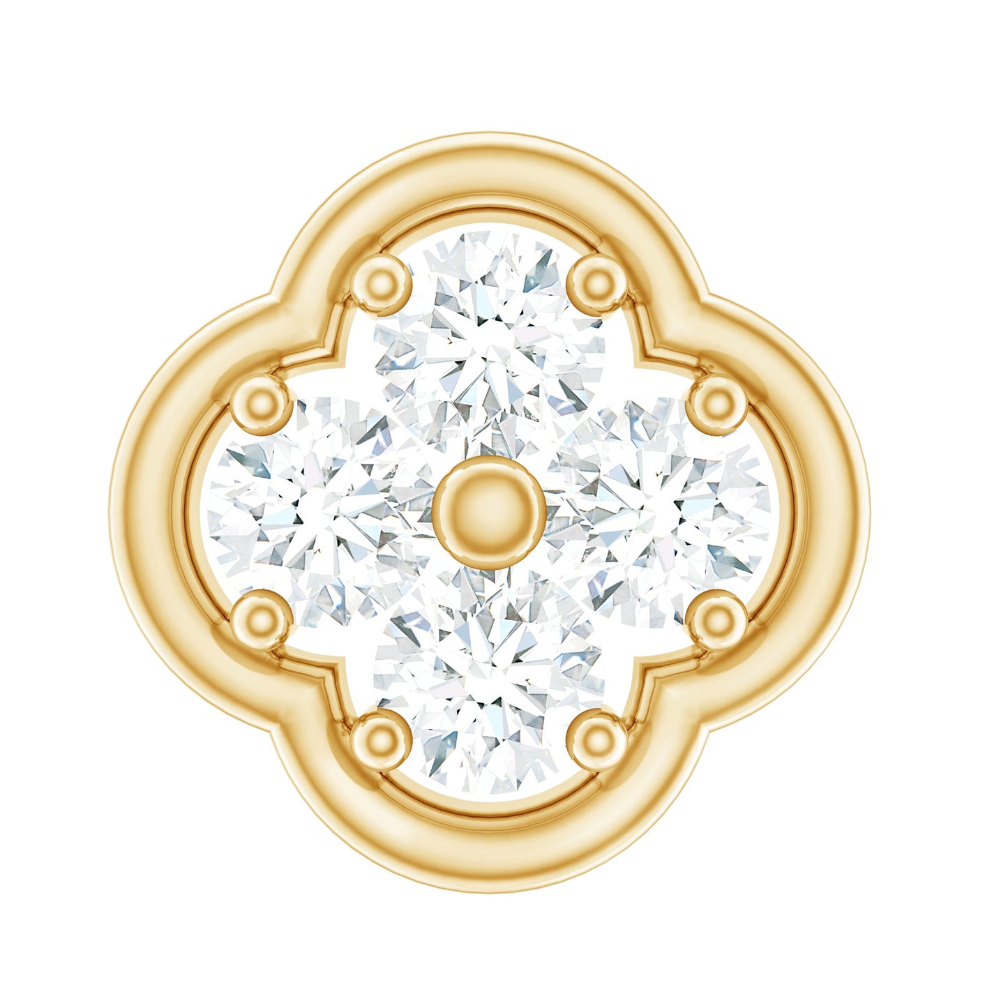 Moissanite Cluster Clover Earring for Helix Piercing