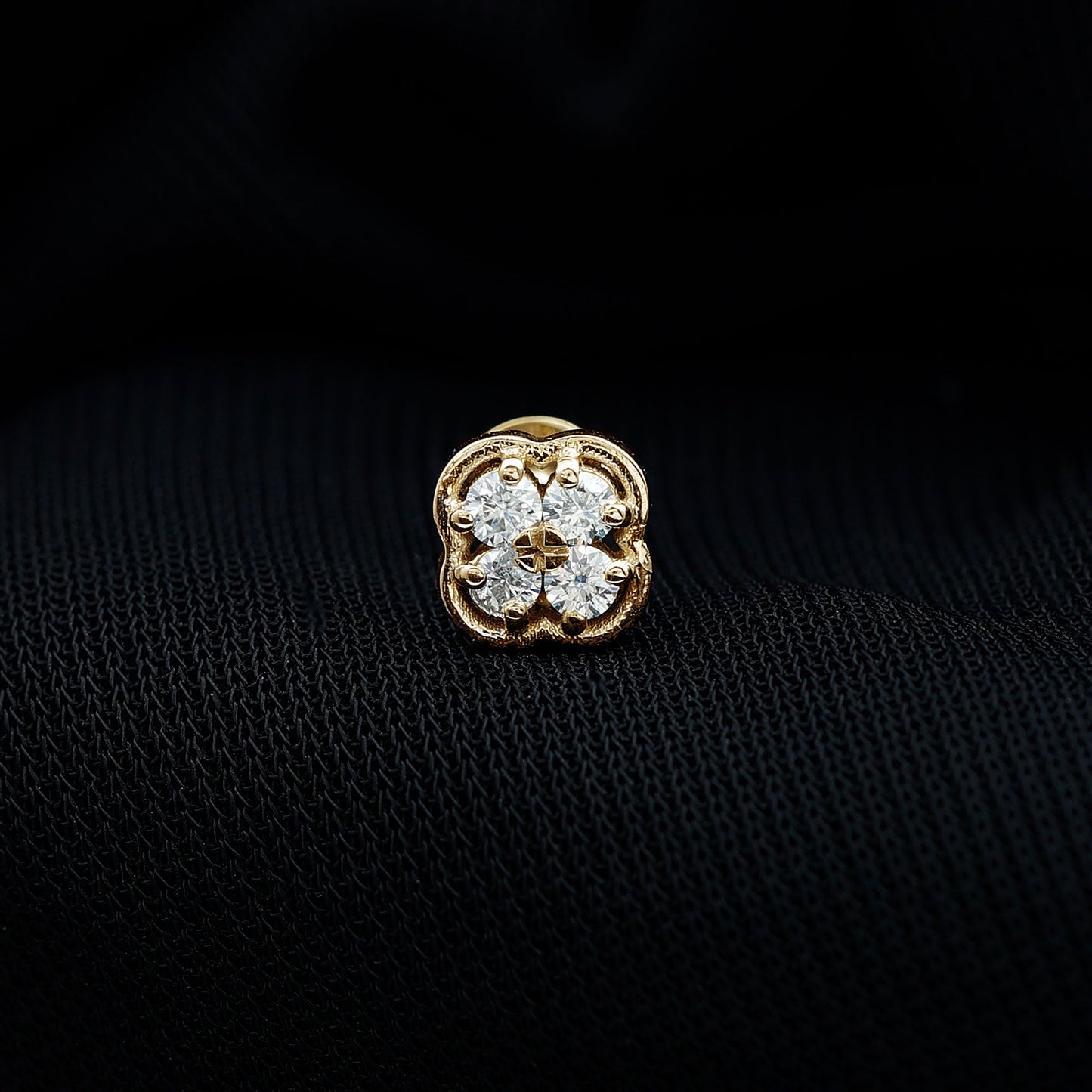 Moissanite Cluster Clover Earring for Helix Piercing