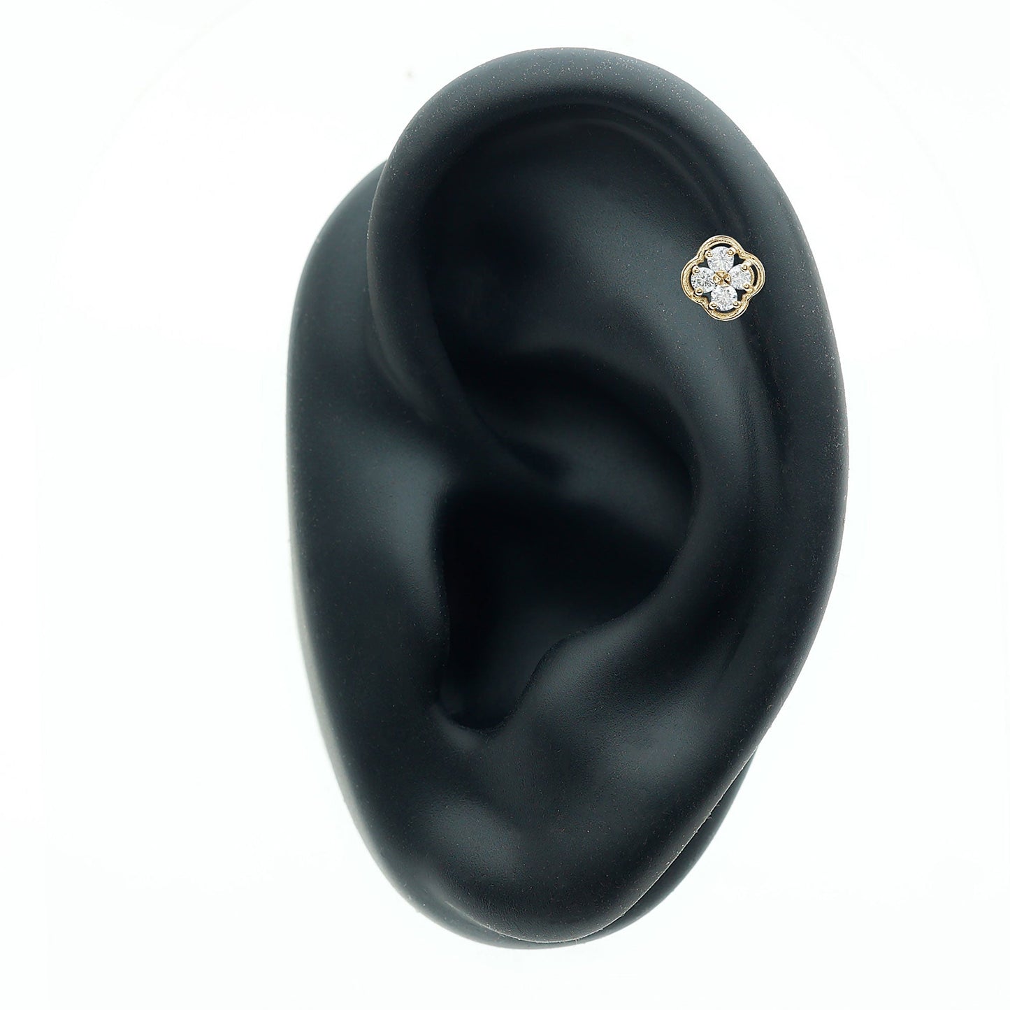 Moissanite Cluster Clover Earring for Helix Piercing