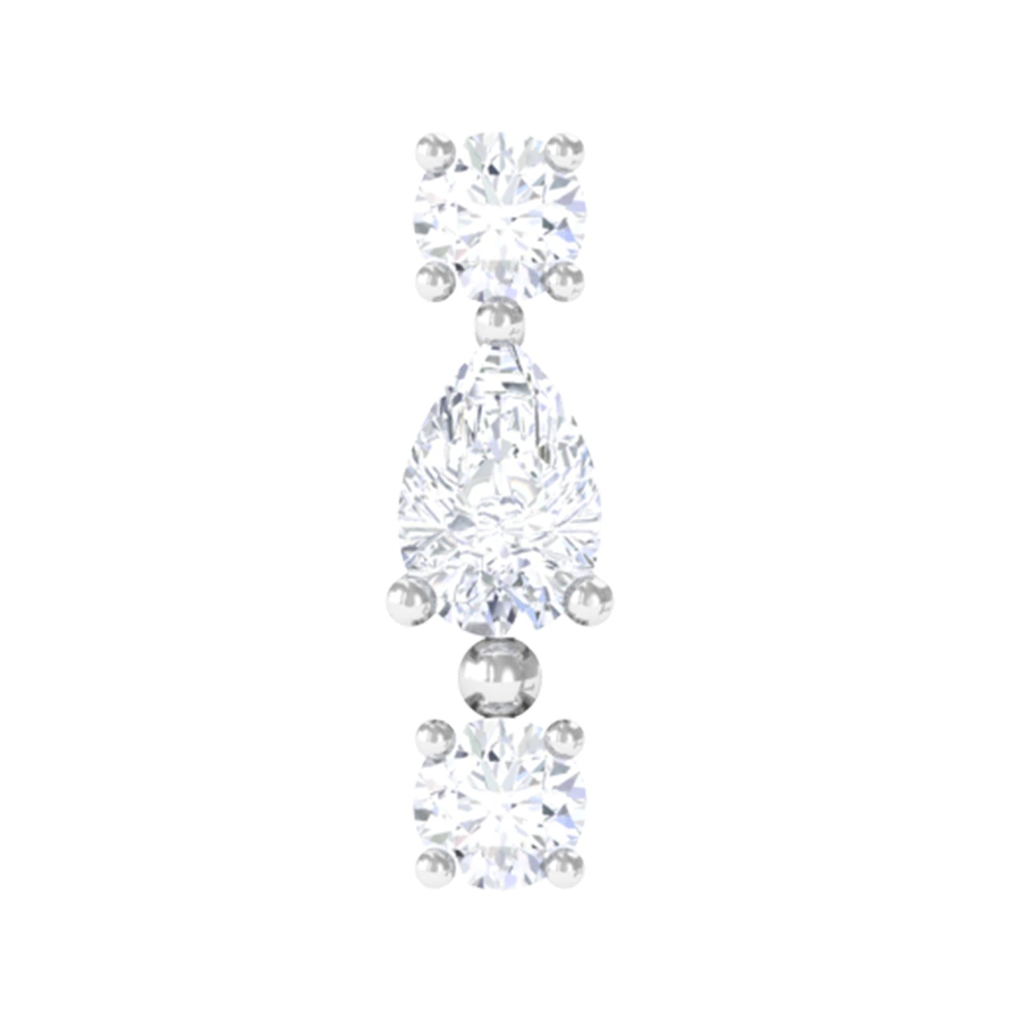 Certified Moissanite 3 Stone Tragus Earring