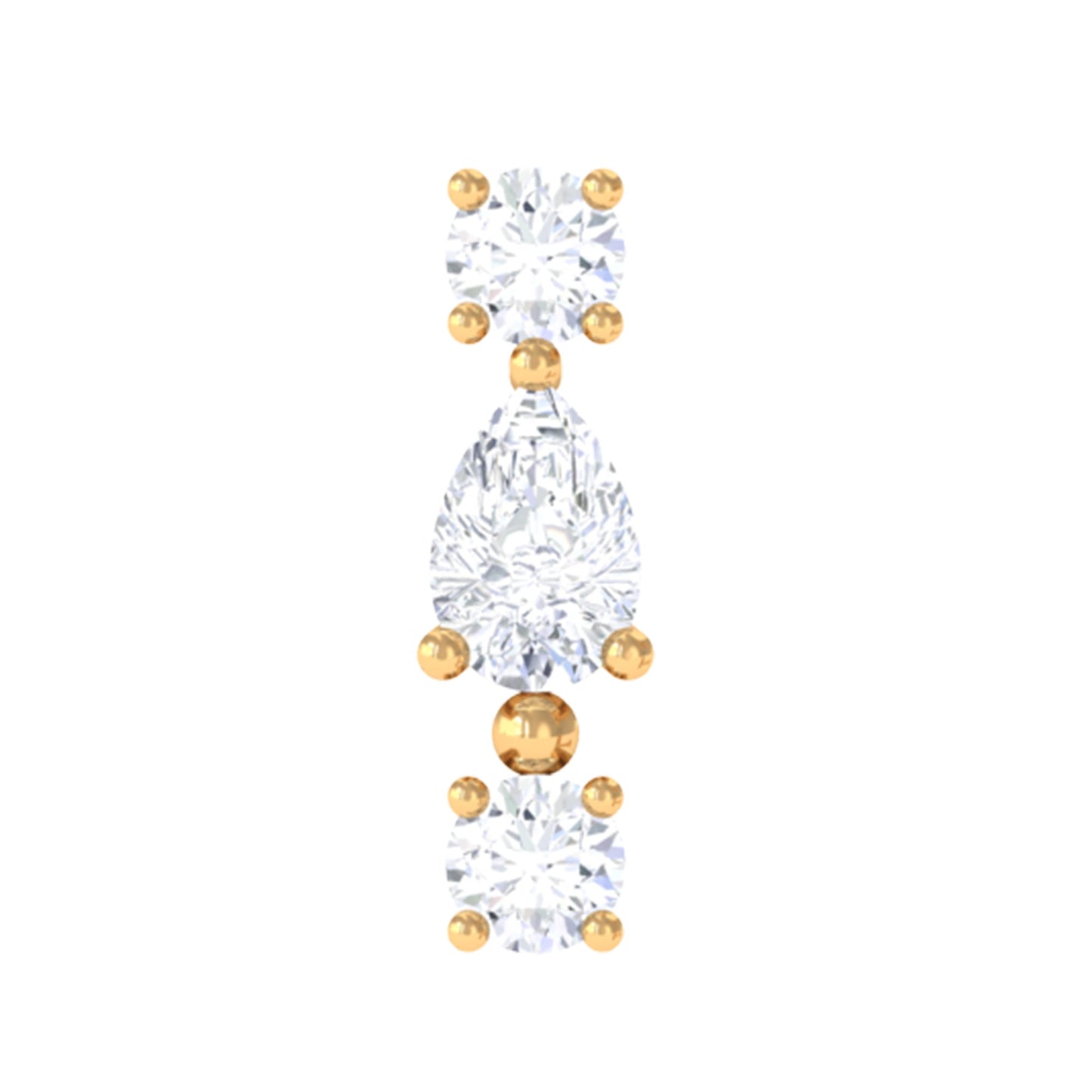 Certified Moissanite 3 Stone Tragus Earring