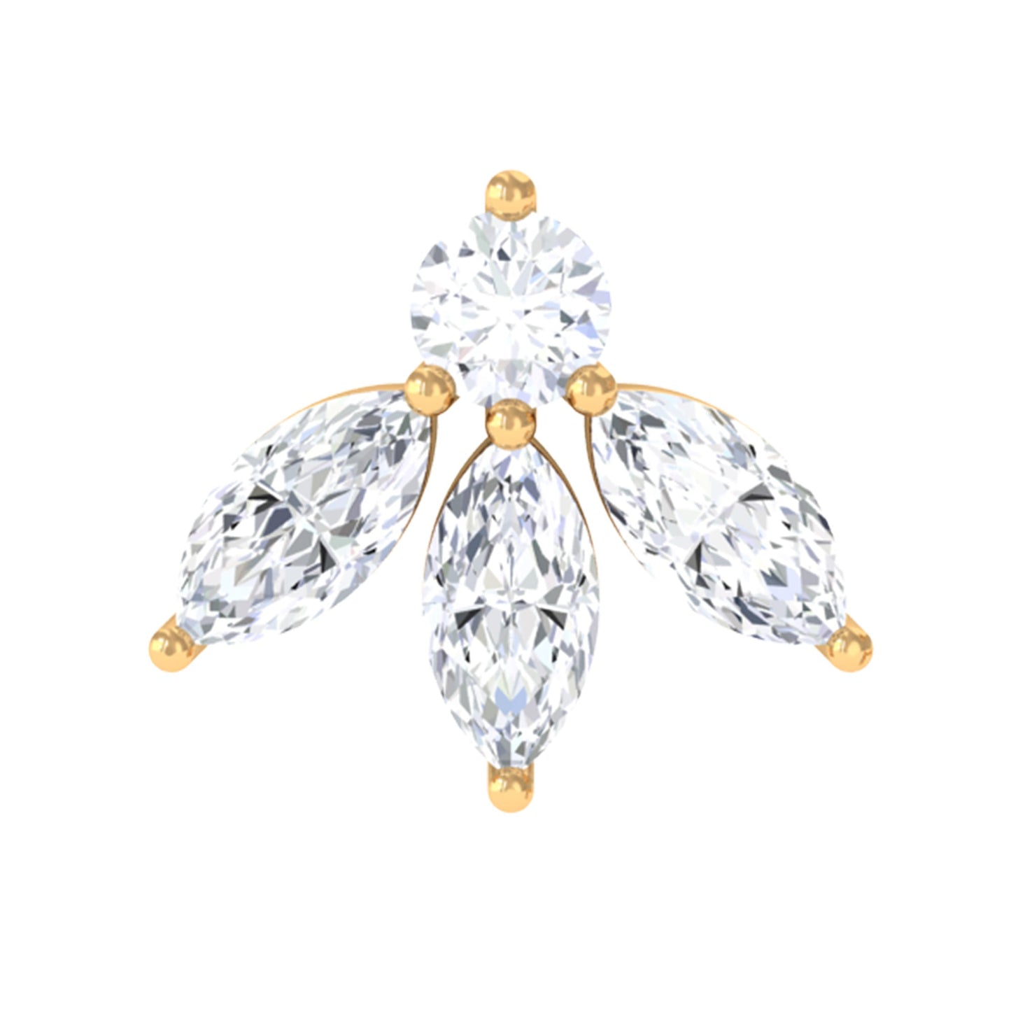 Certified Moissanite Leaf Piercing Earring