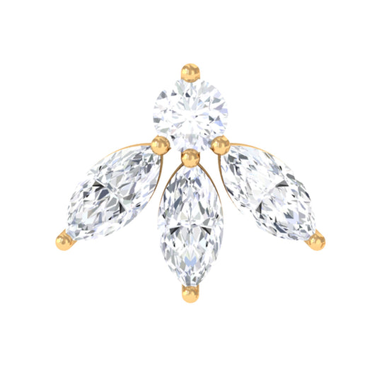 Certified Moissanite Leaf Piercing Earring