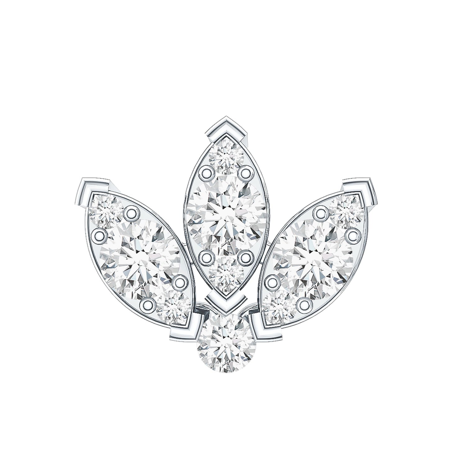 Certified Diamond Lotus Flower Earring with Flat Back