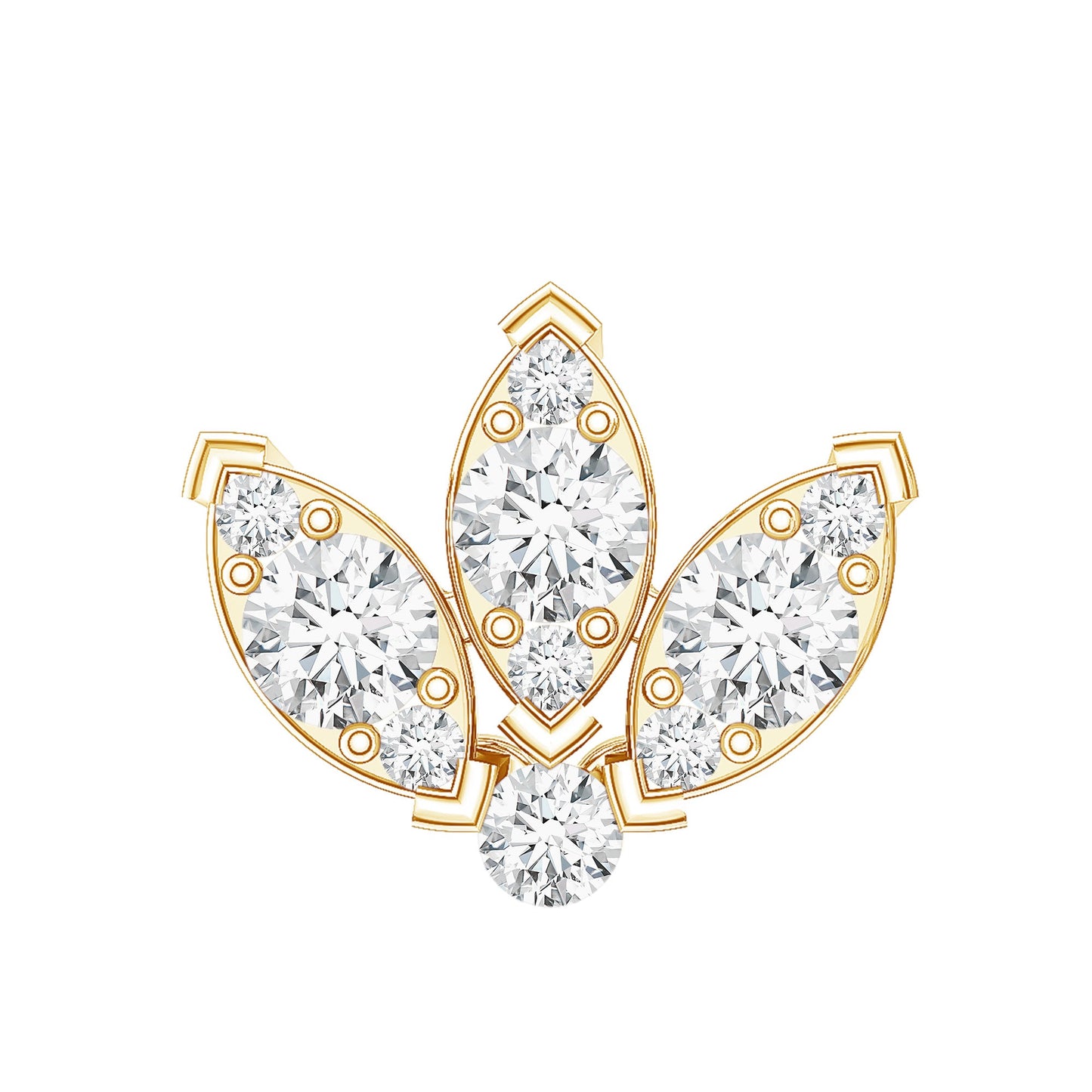 Certified Diamond Lotus Flower Earring with Flat Back