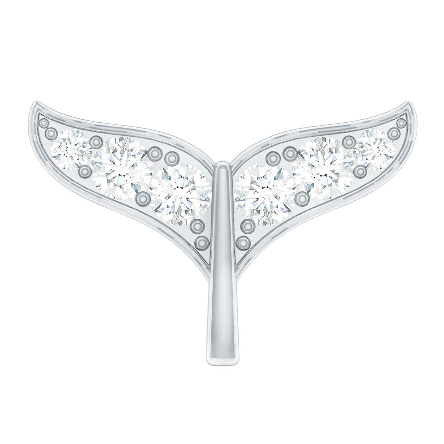 Certified Diamond Whale Tail Earring for Helix Piercing