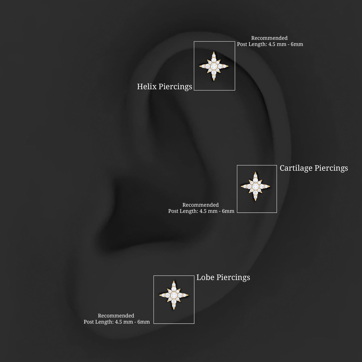 Sparkling Diamond Starburst Earring for Cartilage Piercing
