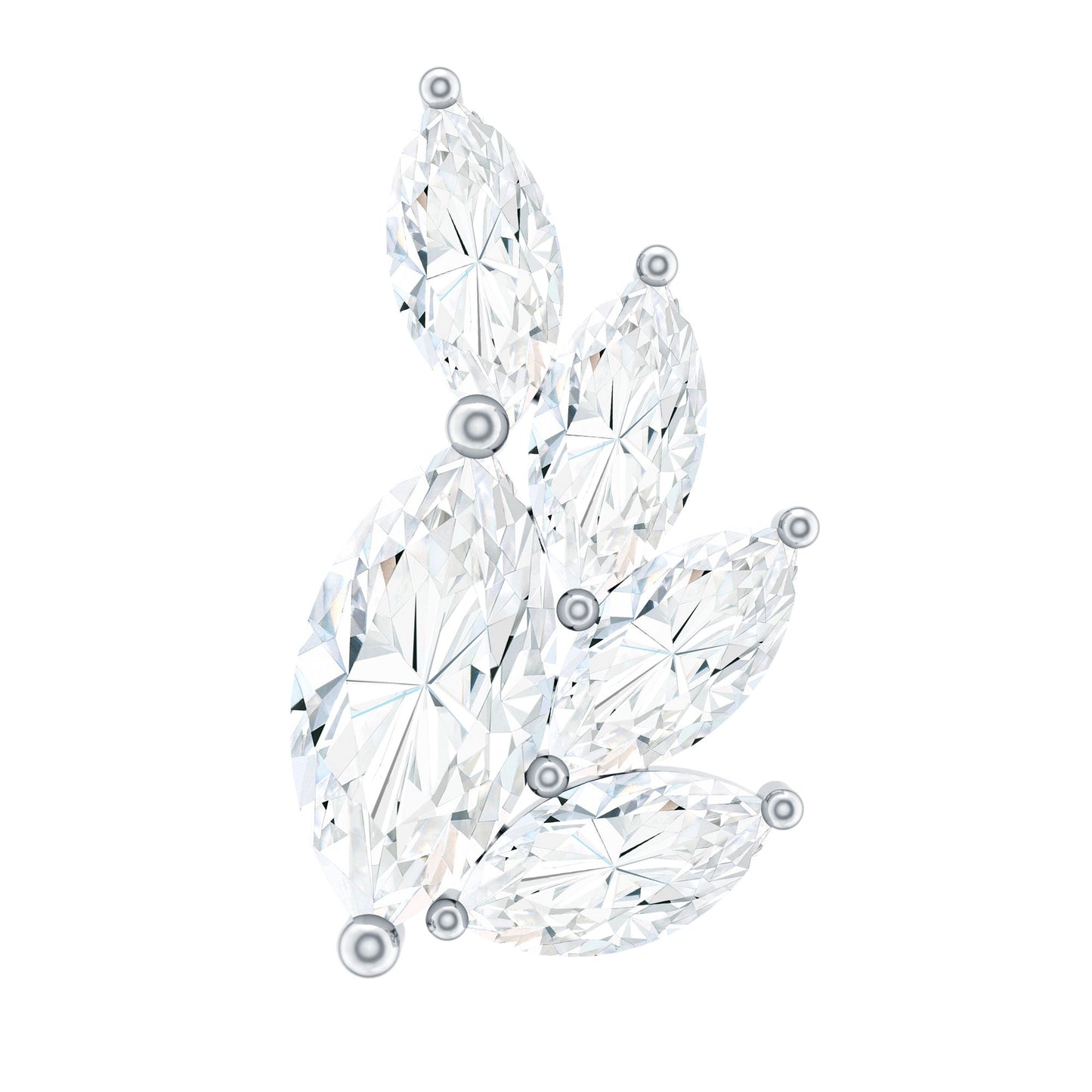 Marquise Diamond Cluster Helix Earring with Flat Back