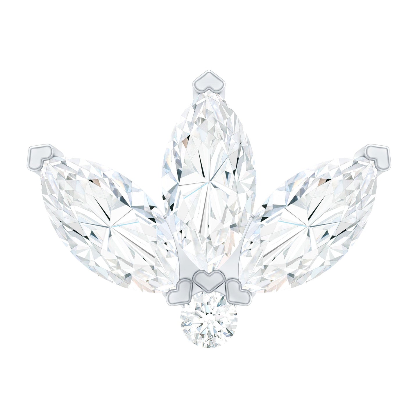 Marquise Cut Diamond Lotus Flower Earring for Cartilage Piercing