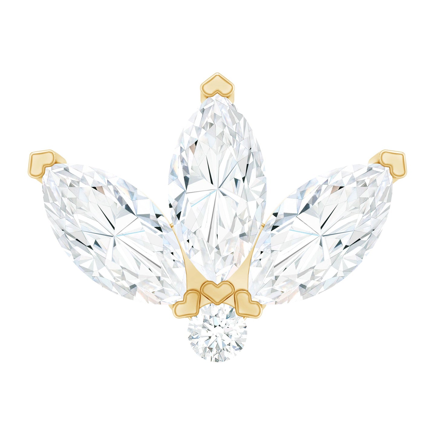 Marquise Cut Diamond Lotus Flower Earring for Cartilage Piercing