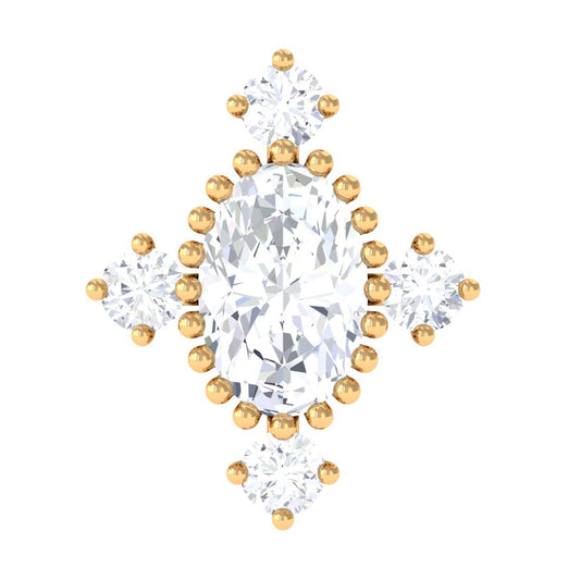 Vintage Inspired Oval Diamond Cartilage Earring