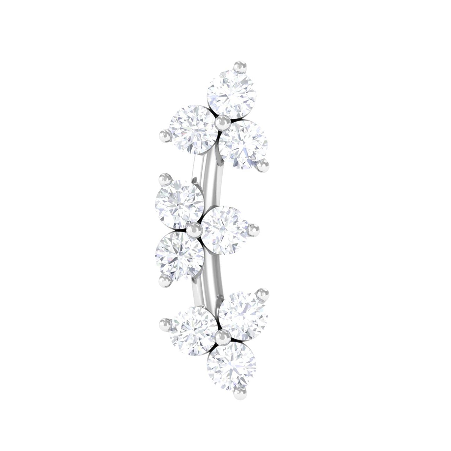 Simple Diamond Curved Helix Earring with Flat Back