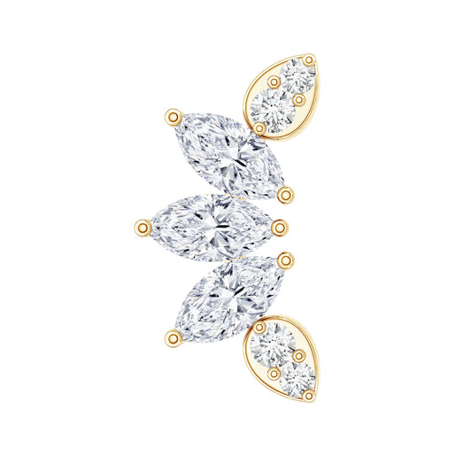 Marquise Diamond Leaf Crawler Earring for Helix Piercing