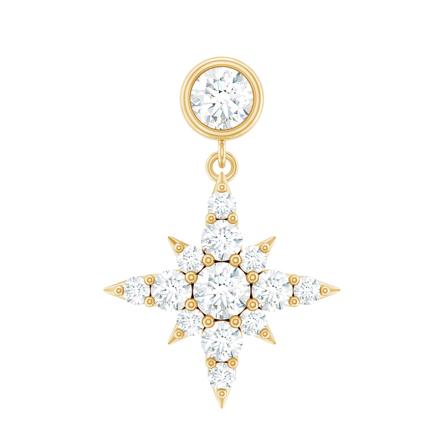 Certified Diamond Starburst Drop Earring for Helix Piercing