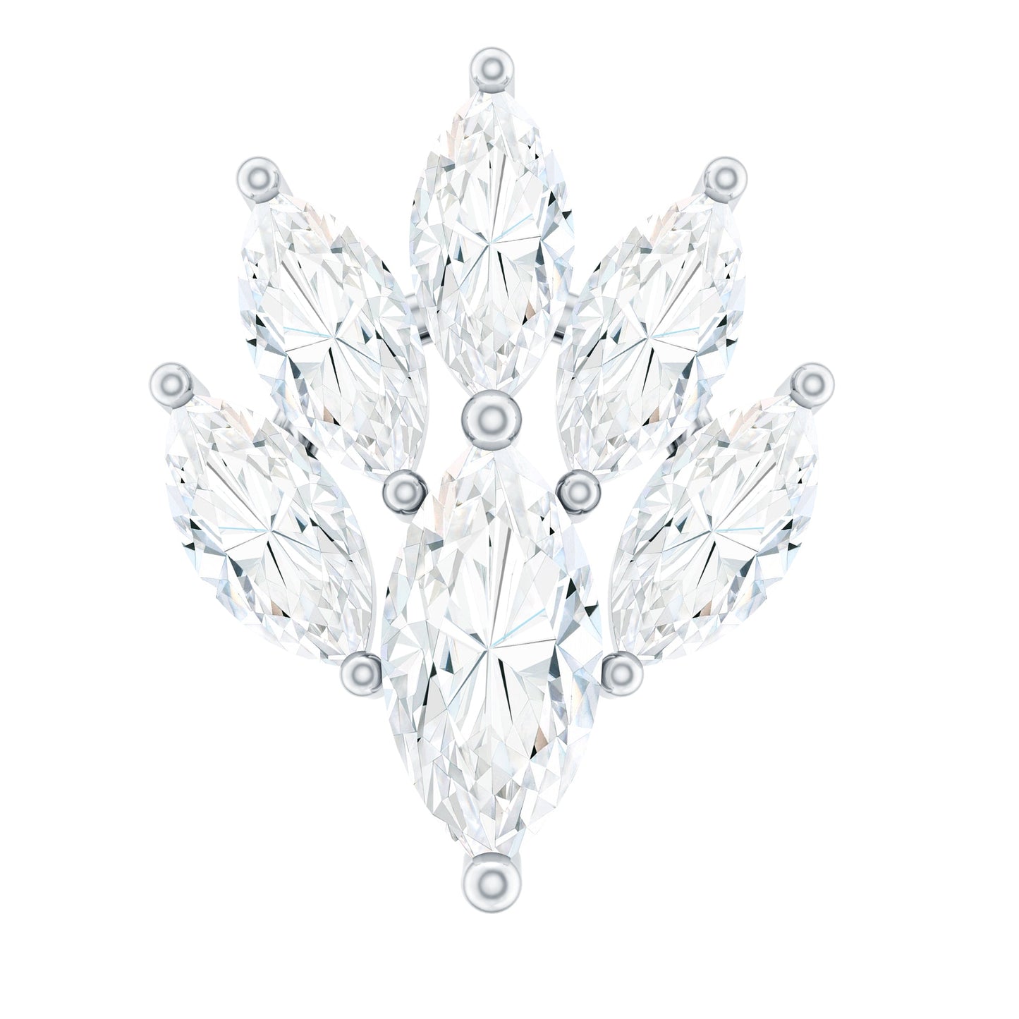 Marquise Diamond Leaf Cluster Helix Earring