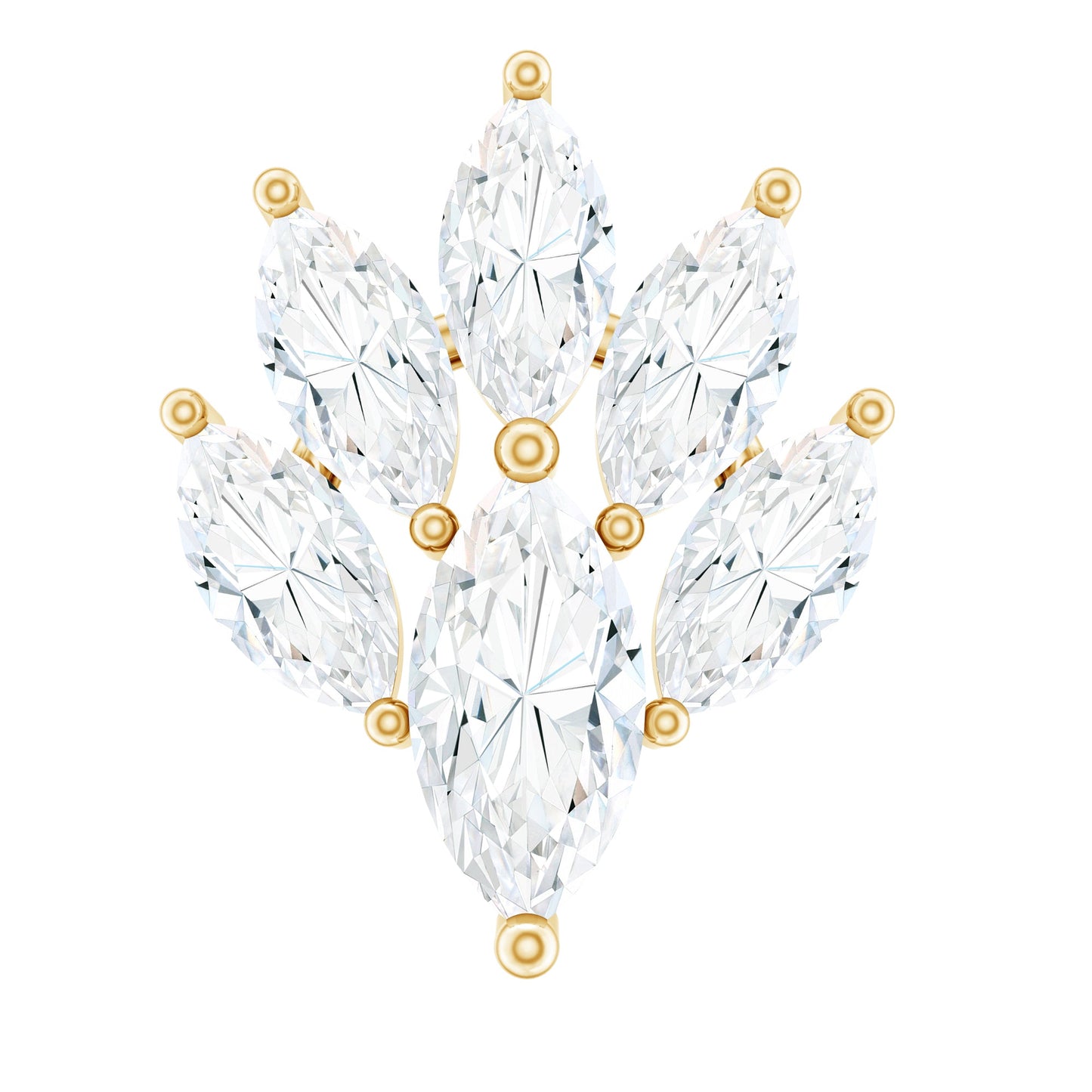 Marquise Diamond Leaf Cluster Helix Earring