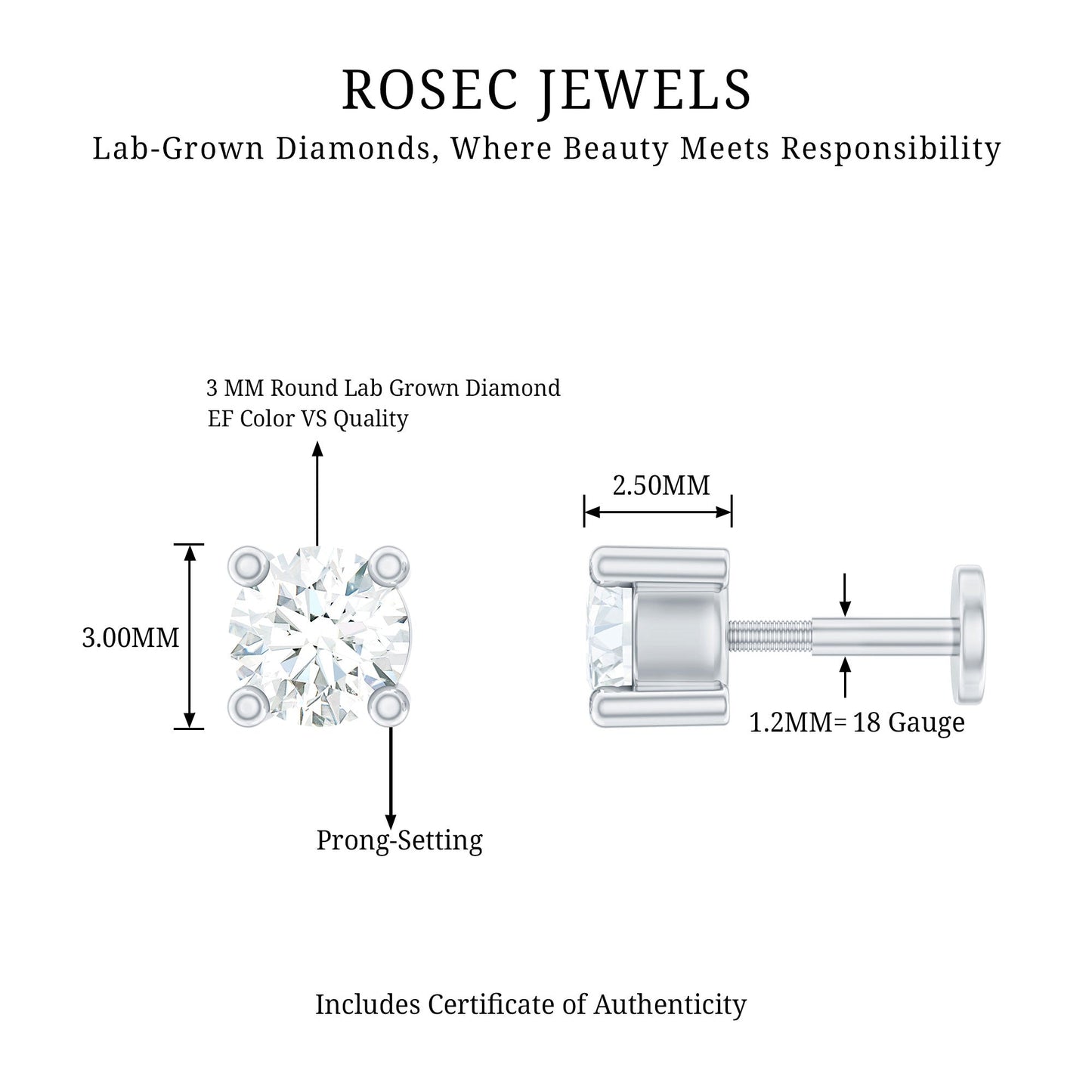 Minimalist Diamond Solitaire Tragus Earring