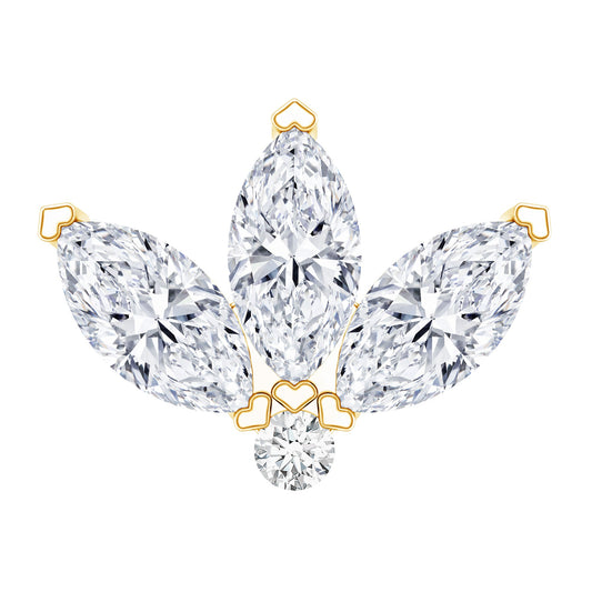 Marquise Cut Diamond Lotus Flower Earring for Cartilage Piercing