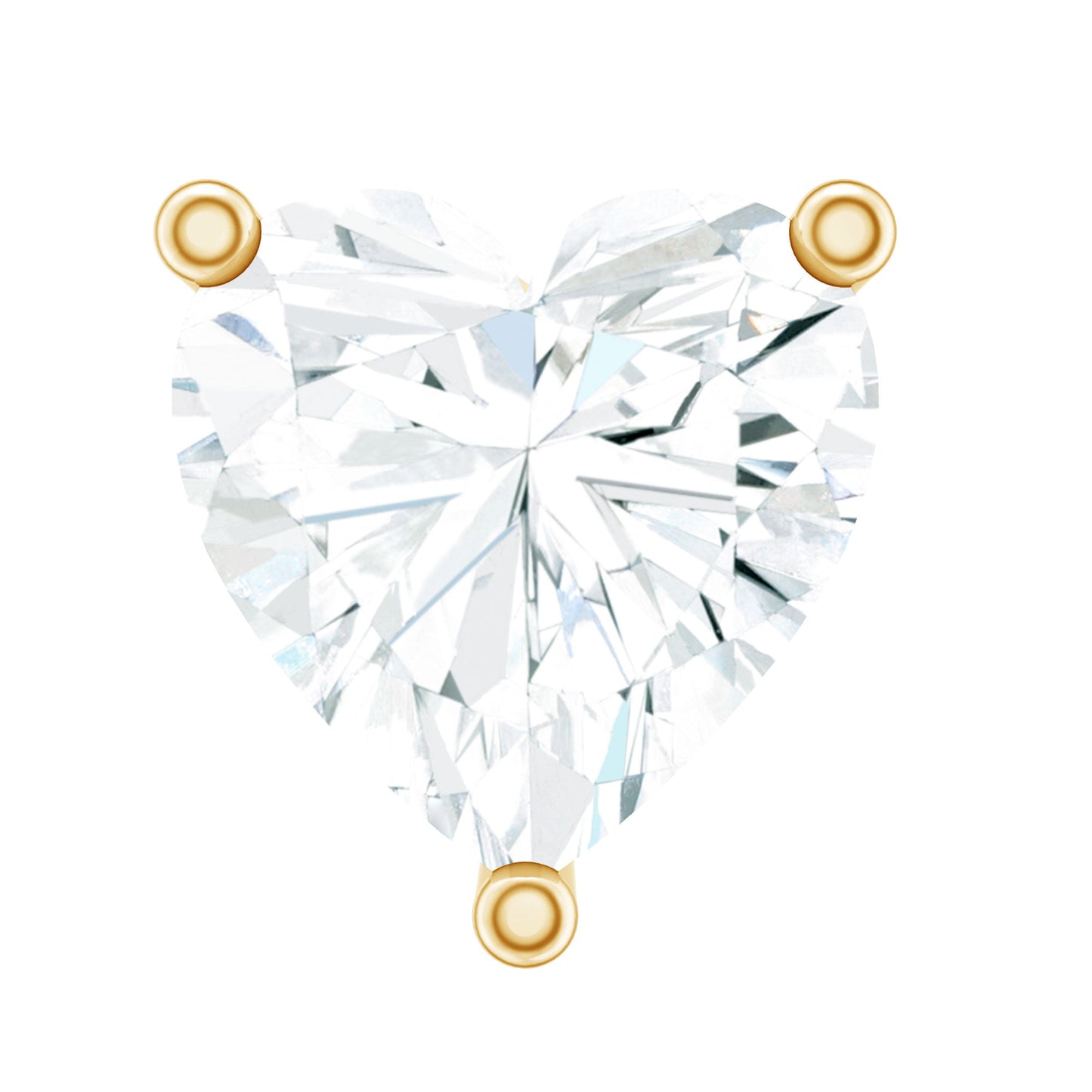 Solitaire Diamond Heart Earring with Flat Back