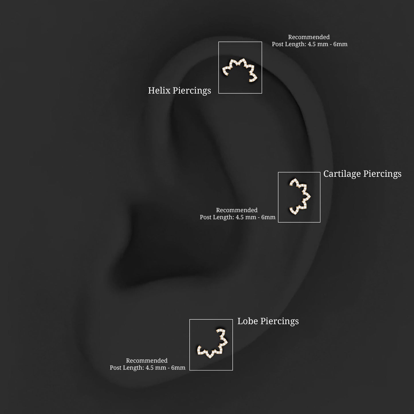 Certified Diamond Curved Floral Earring for Cartilage Piercing