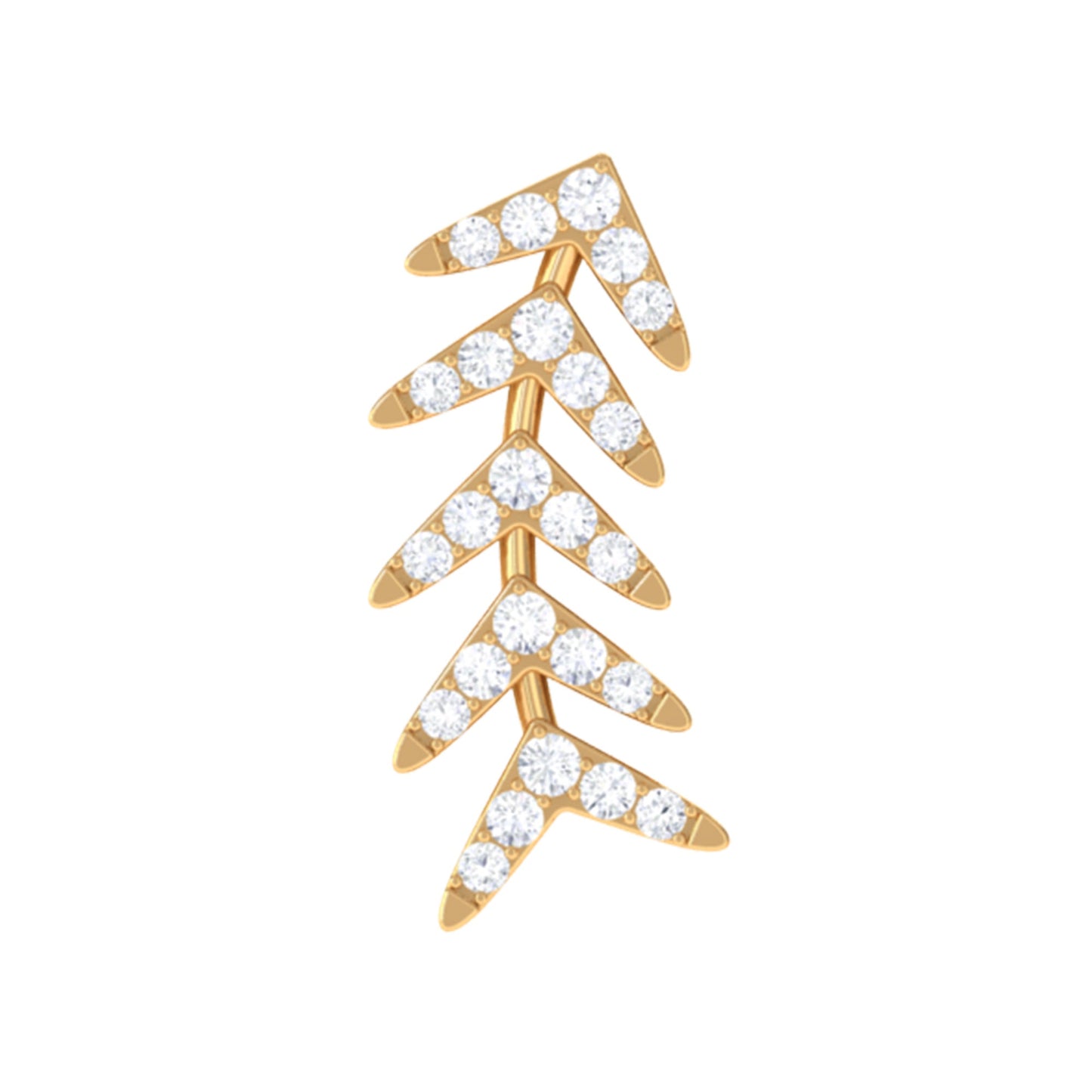 Minimalist Diamond Leaf Crawler Earring for Helix Piercing