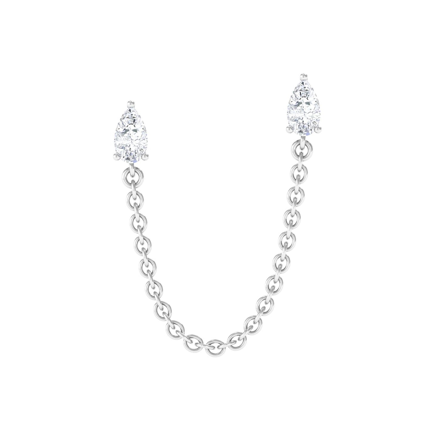 Pear Shape Diamond Chain Double Piercing Earring