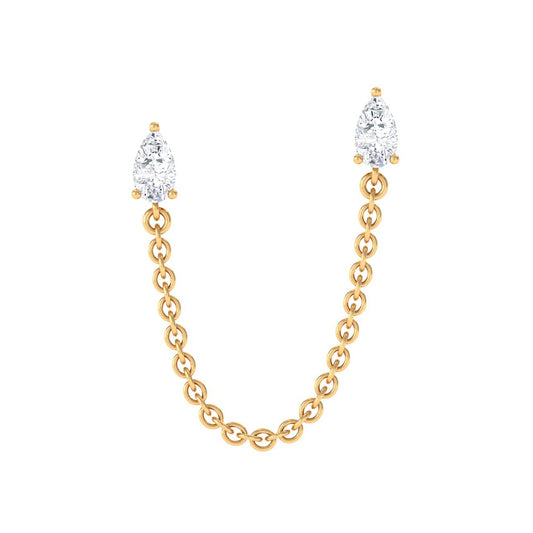 Pear Shape Diamond Chain Double Piercing Earring