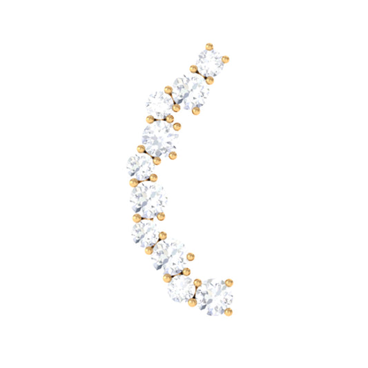 Certified Diamond Curved Crawler Earring for Women