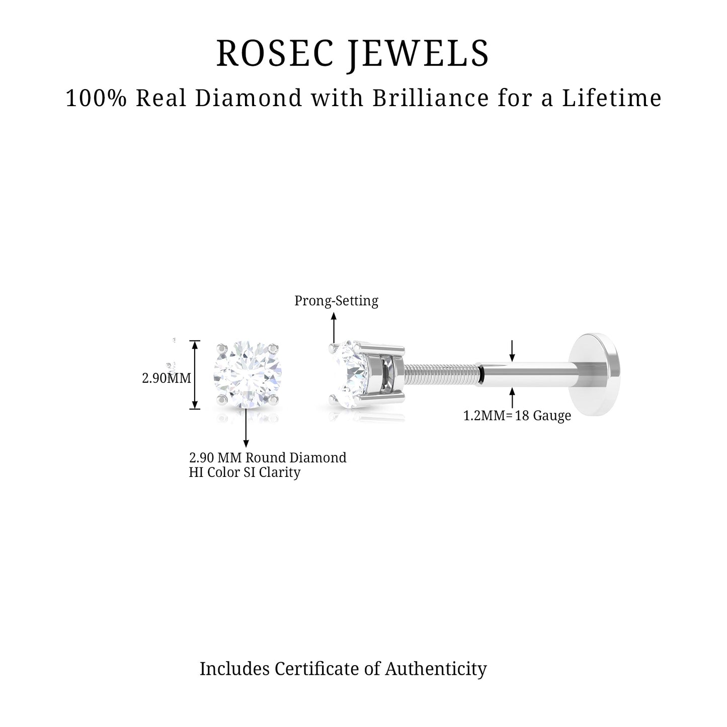 Minimalist Diamond Solitaire Conch Earring