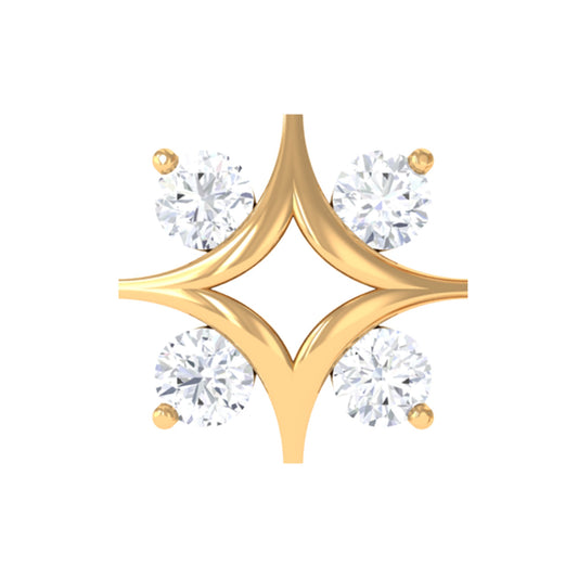 Round Cut Diamond Star Earring for Helix Piercing