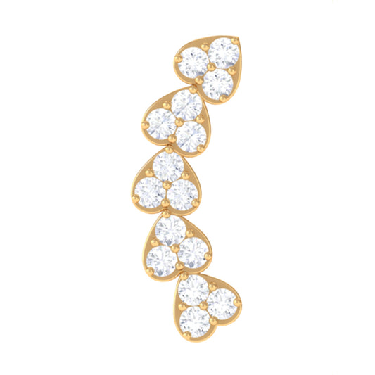 Diamond Heart Crawler Earring for Helix Piercing