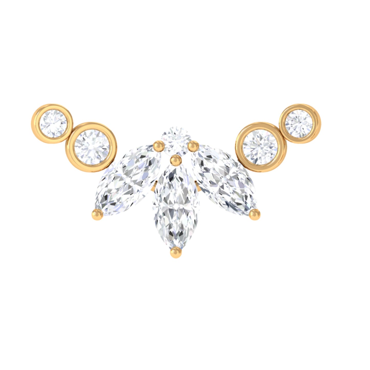 Marquise Diamond Crawler Earring for Cartilage Piercing