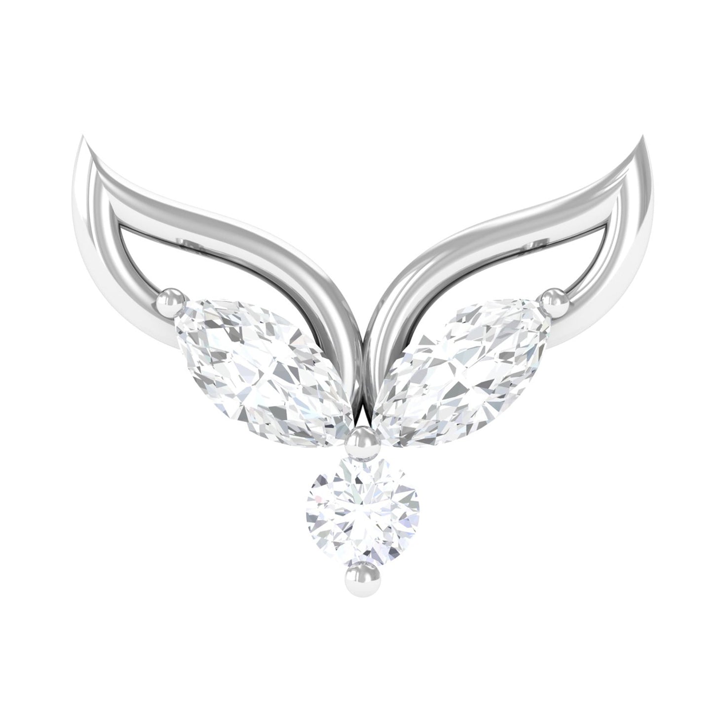 Marquise Diamond Leaf Earring for Cartilage Piercing