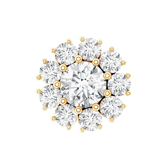 Certified Diamond Cluster Stud Earring with Flat Back