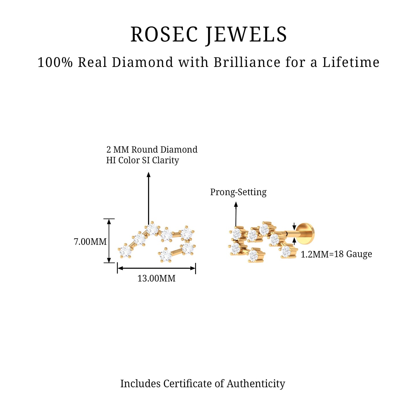 Diamond Taurus Zodiac Crawler Earring